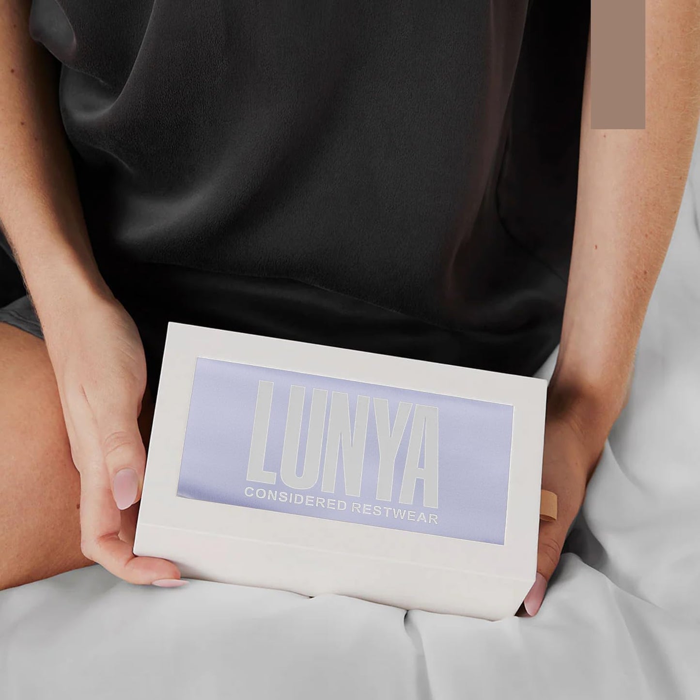 Lunya Sleep Mask with Box - Washable Silk Sleeping Mask and Headband for Beauty Routines - Thermoregulating Comfort - Periwinkle Eve - Small