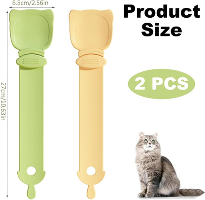 Pvieked 2 PCS Pet Food Spoon, Cat Strip Feeder, Wet Treat Cat Feeder Spoon, Cat Strip Happy Spoon, Multi-Functional Pet Spoons Cat Feeder, Feeding and Watering Supplies for Pet Cats and Dogs