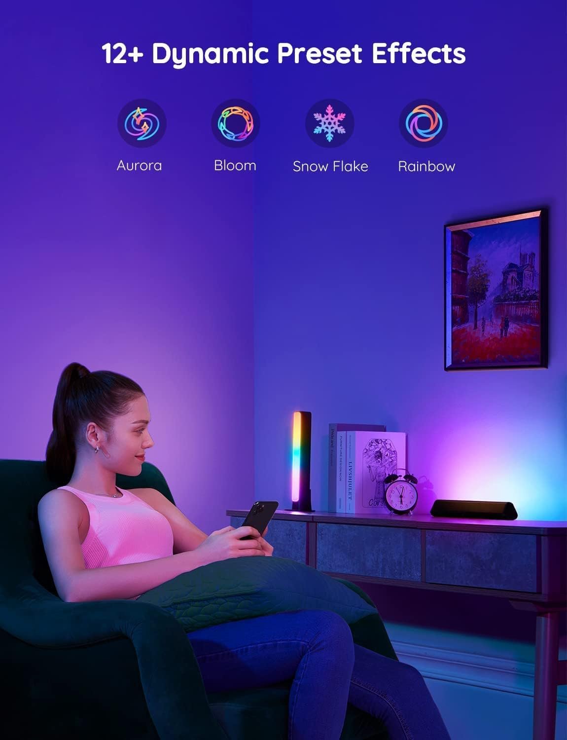 Govee Smart LED Light Bars, Work with Alexa and Google Assistant, RGBICWW WiFi TV Backlights with Scene and Music Modes for Gaming, Pictures, PC, TV, Room Decoration