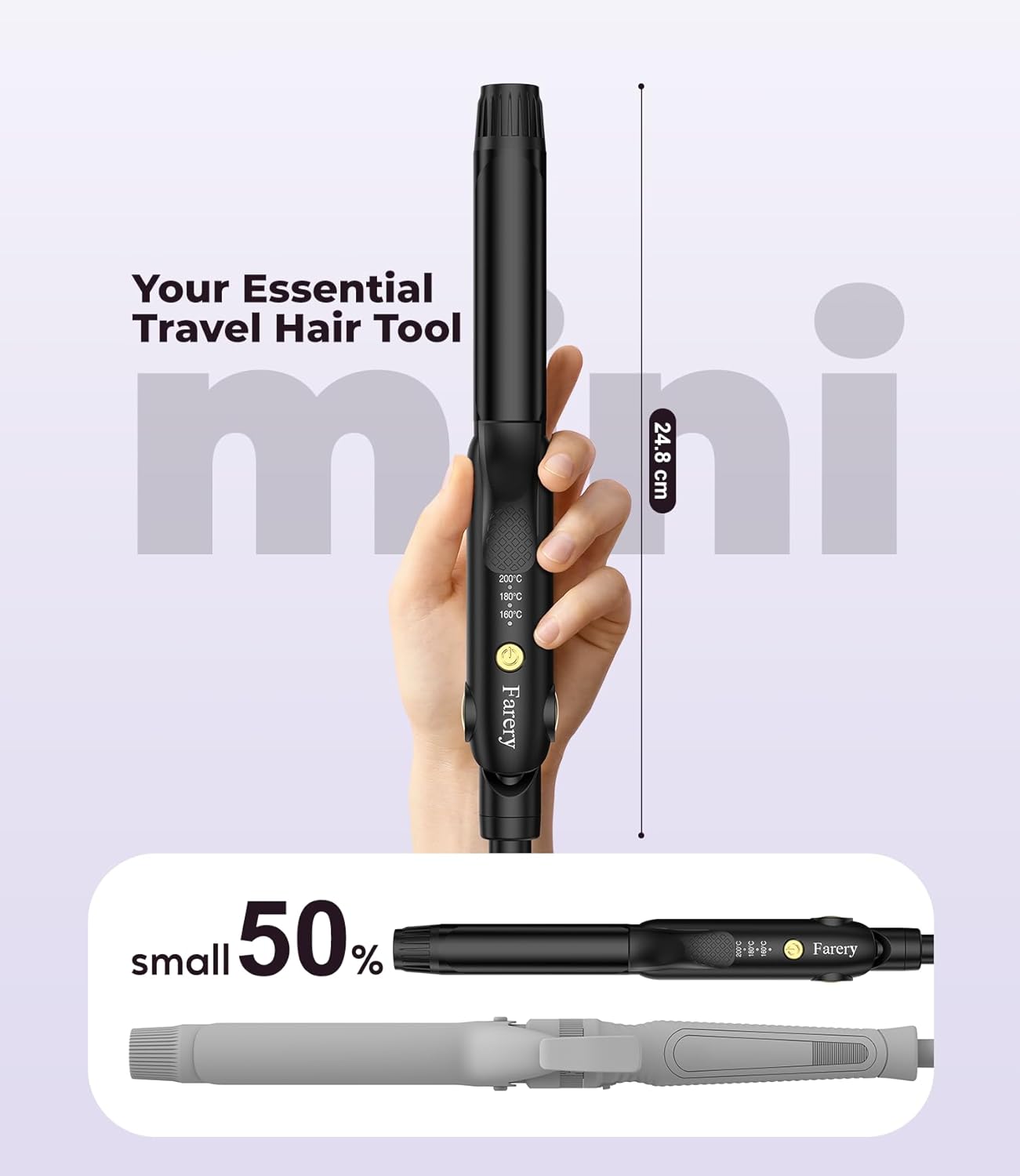 Farery Travel Hair Straightener and Curler 25mm Mini Hair Straightener with 4 Adjustable Temperatures Dual Ceramic Curling Tool for Short Hair Curling