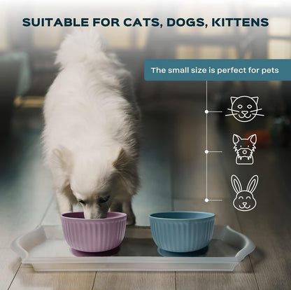 Silicone non-slip small pet watering bowl, cat food bowl, dog feeding bowl, kitten feeding bowl (SoftPink)