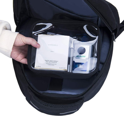 TSA Approved Toiletry Bag with Handle Strap, ANRUI Clear Travel Liquids Toiletries & Cosmetics Organizer Carry-On Luggage for Women and Men (Same Size)