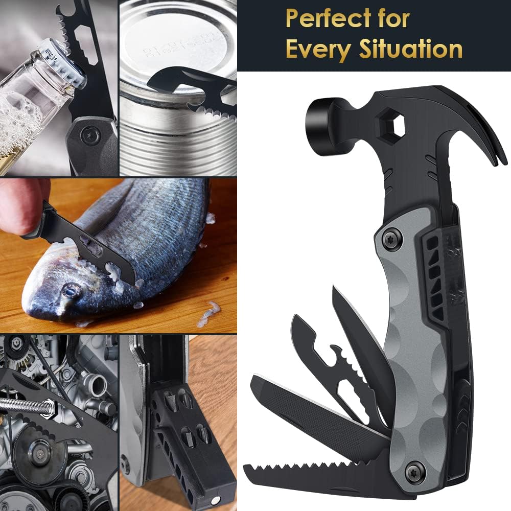 Multitool Fathers Day Dad Gifts from Daughter and Son, Camping Accessories, 13 in 1 Survival Multi Tools Hammer, Christmas Cool Gadgets for Adults Him Boyfriend Husband Grandpa Women Birthday