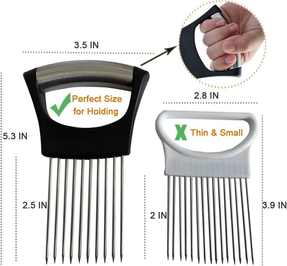 ESINAM Onion Slicer Holder, Premium Vegetable Slicer Cutter for Potato and Tomato, Sharp Stainless Steel Food Slicer Assistant Tool for Slicing Fruit Lemon and Meat