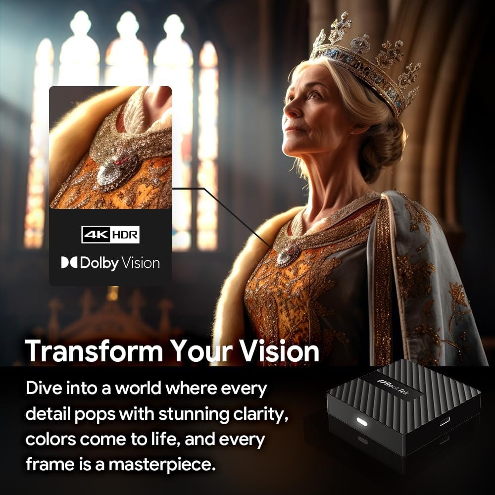 RockTek GB1 (TVDongle) Google TV 4K UHD Streaming Dongle, HDR Dolby Vision Atmos, Voice Remote, Netflix, Prime Video, Disney+, Max, Hulu, Apple TV+, Live