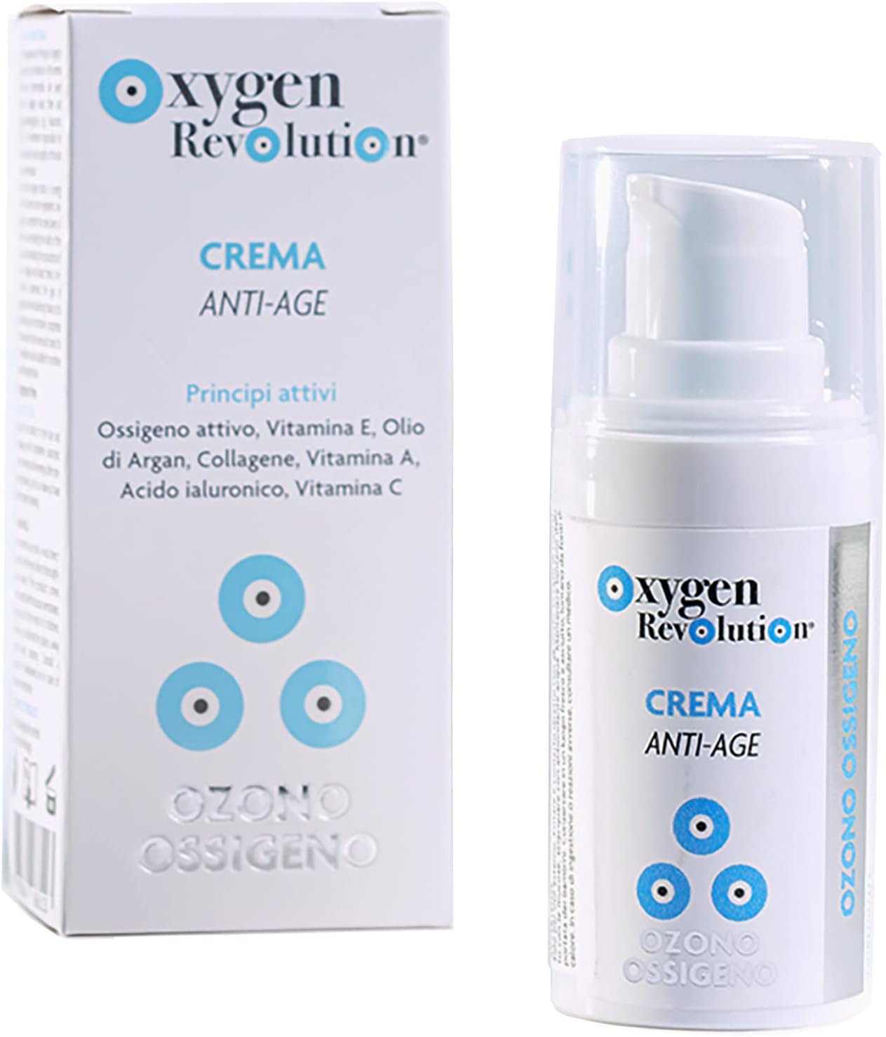 Oxygen Revolution Oxygen-Ozone Nourishing Anti-Aging Cream with Hyaluronic Acid and Collagen, Anti-Wrinkles, Rich in Active Ingredients, Deep Penetration into the Skin, 15 ml