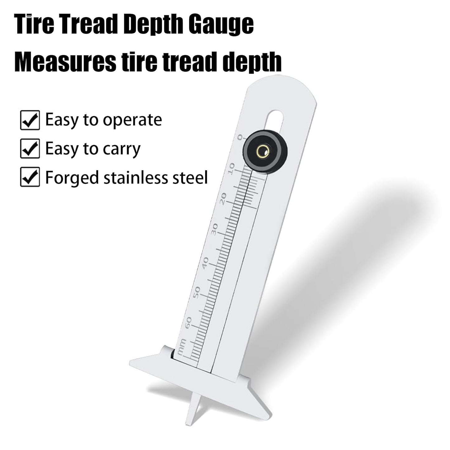 Pneumatico Tread Depth Gauge, Heavy-Duty Non-Slip Caliper, Stainless Steel Tread Checker, Vehicle Ispection Tool for Accurate Tire Measurements and Safety Checks, 3.94x1.89 Inches
