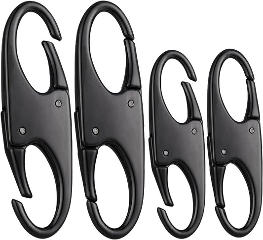 Anti Theft Zipper Lock- Backpack Zipper Lock Keep The Zipper Closed, Quick Disconnect Clip - Key Holder Add-on Accessory 4 PCS 2 Sizes (Black)
