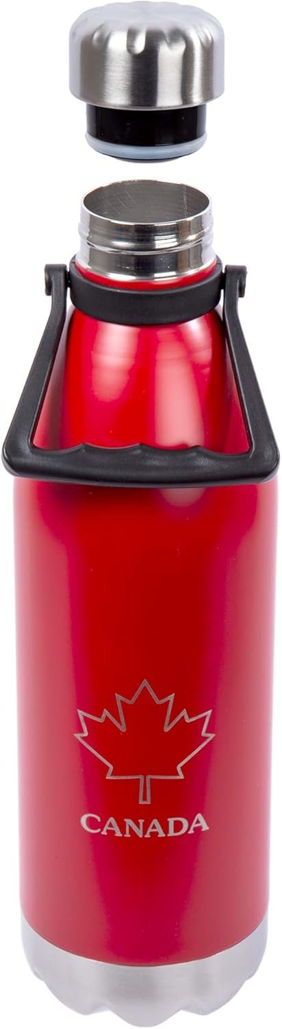 PURE Insulated Water Bottle, 1.5 L, Red - Large Canada Stainless Steel Metal Vacuum Thermal Leak Proof Water Bottles with Handle for Sports, Travel, Home and Office
