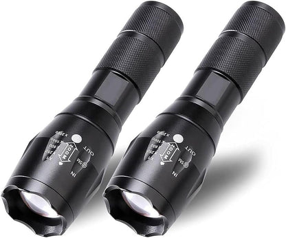 MMOBIEL 2X LED Tactical Flashlight - 1000 Lumen, 5 Modes Zoomable, Water Resistant, Survival Flashlight, Camping, Emergency and Outdoor Flashlight.