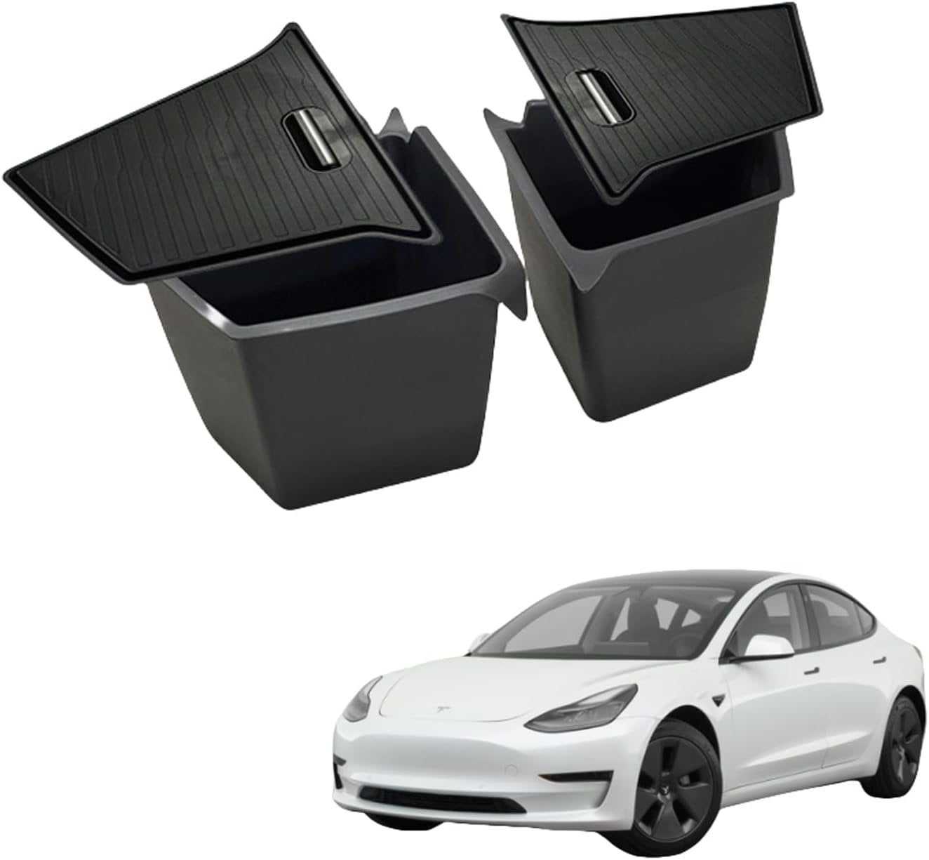 Tesla Model 3 Y Trunk Side Storage Bins Set of 2. Sturdy, Waterproof, Adjustable and Easy to Install,Normal-Modely