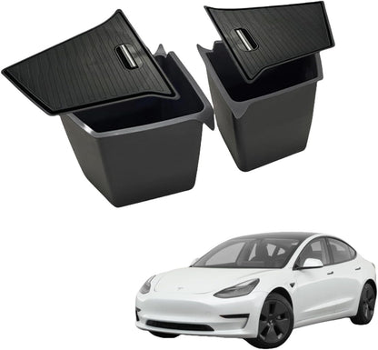 Tesla Model 3 Y Trunk Side Storage Bins Set of 2. Sturdy, Waterproof, Adjustable and Easy to Install,Normal-Modely