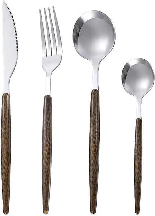 Camping Cutlery Set Stainless Steel - 3 Piece Travel Utensils (Knife, Fork, Spoon) for Outdoor, Picnic & Hiking - Reusable Metal Tableware for Steak, Salad, Dessert - Lightweight & Durable