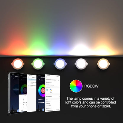 7Pandas Smart WiFi LED Recessed Downlight 90mm Cutout Ceiling Light Dimmable Color Changeable 2.4Ghz Only, Compatible with Alexa, Google Home No Hub Required (4 Pack)