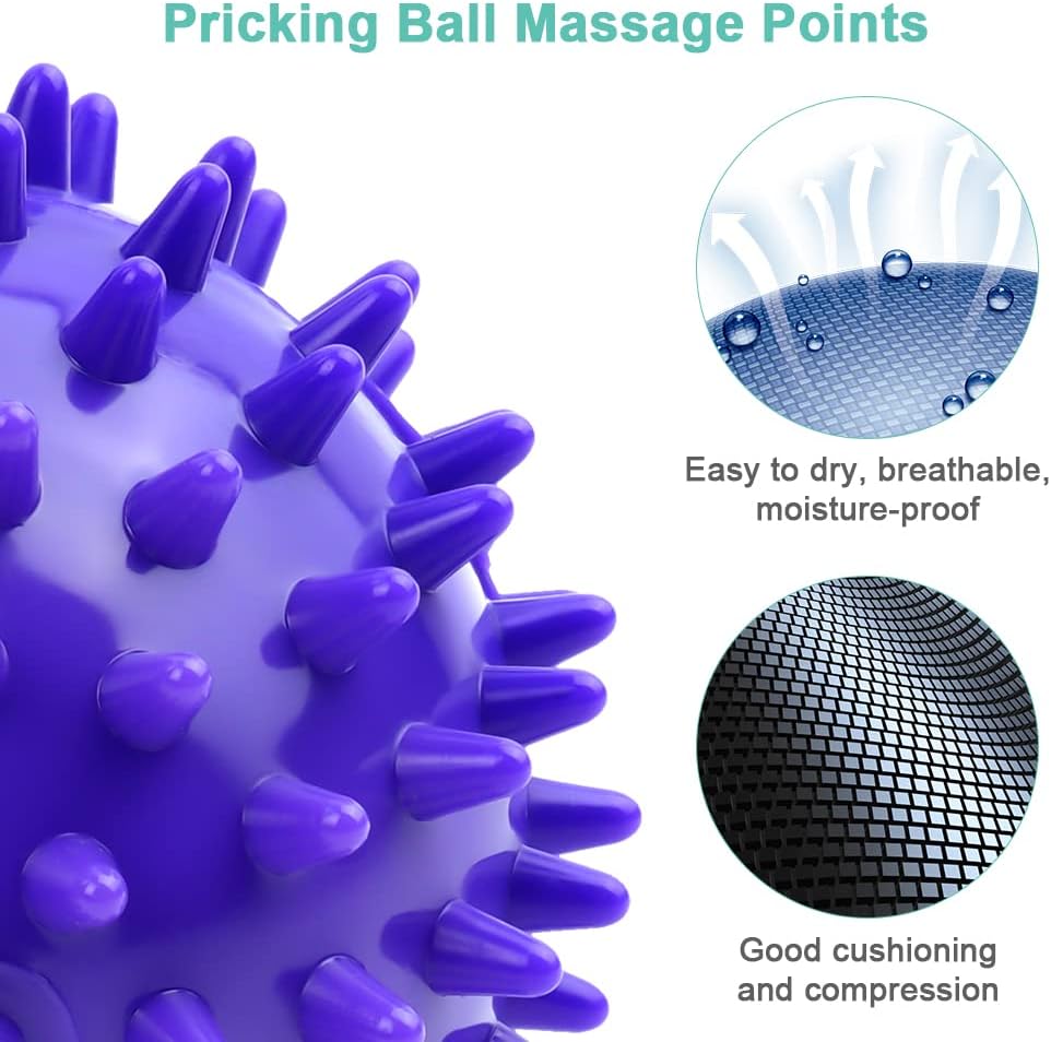 URAQT Spiky Massage Ball, 3 Pack Hard Spiky Massage Ball Roller Set, Professional Physical Therapy Massage Balls for Myofascial Release, Trigger Point Deep Tissue Massage, Plantar Fasciitis Recovery