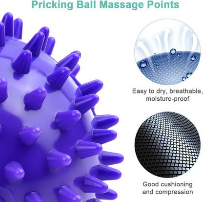 URAQT Spiky Massage Ball, 3 Pack Hard Spiky Massage Ball Roller Set, Professional Physical Therapy Massage Balls for Myofascial Release, Trigger Point Deep Tissue Massage, Plantar Fasciitis Recovery