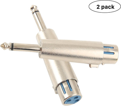Devinal Professional 6.35mm 1/4 Inch Mono Male Plug to 3 Pin XLR Female Jack Stereo Audio Microphone Adapter Converter Connector (2 Pack)