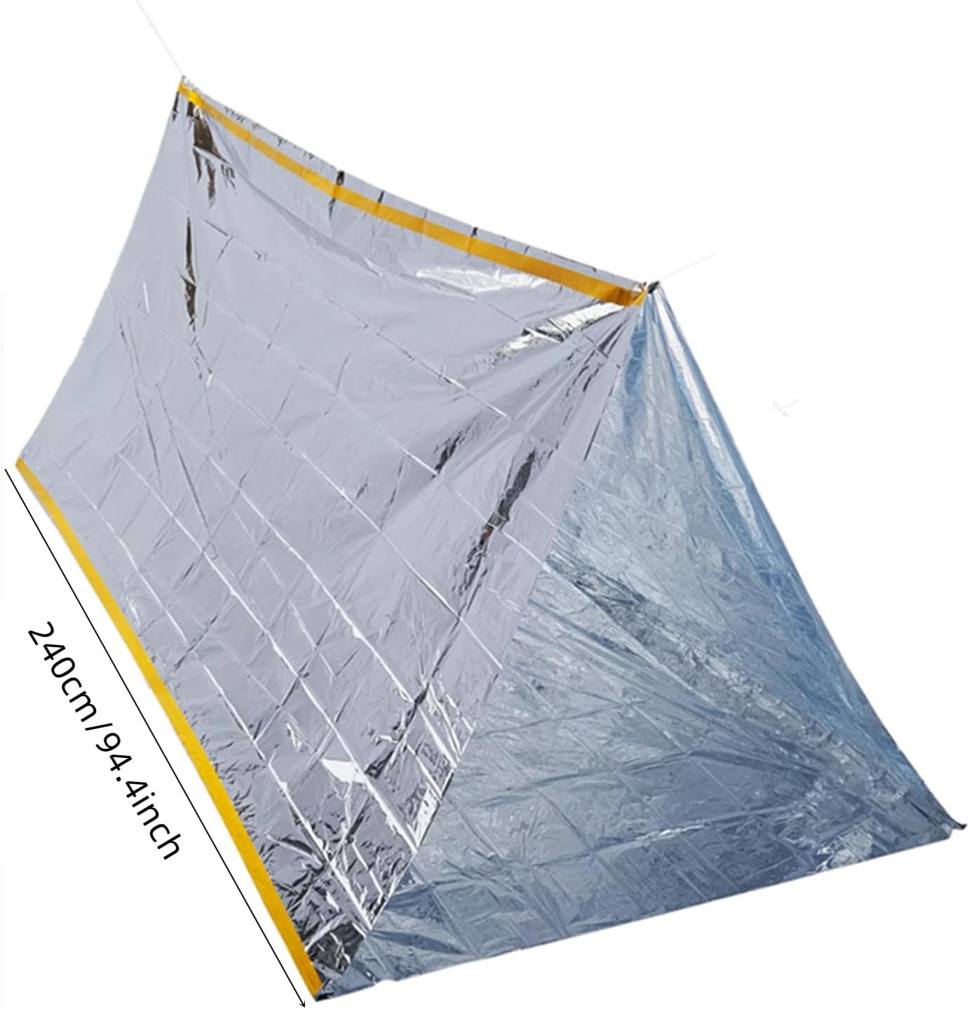 JUBSOSCAMP 1 PCS Emergency Tent, Polyester Film Storm Shelter Survival Shelter with Whistle Drawstring Bag for 2 Person Car Camping, Hiking&First Aid