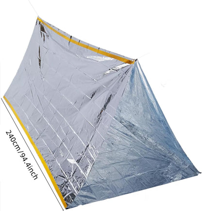 JUBSOSCAMP 1 PCS Emergency Tent, Polyester Film Storm Shelter Survival Shelter with Whistle Drawstring Bag for 2 Person Car Camping, Hiking&First Aid