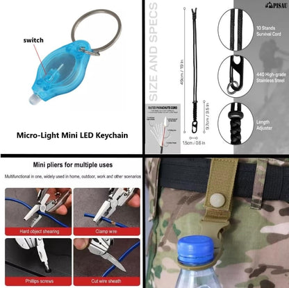 PISAU 20 in 1 Professional Survival Kit Gear for Camping Hunting Hiking (Green)