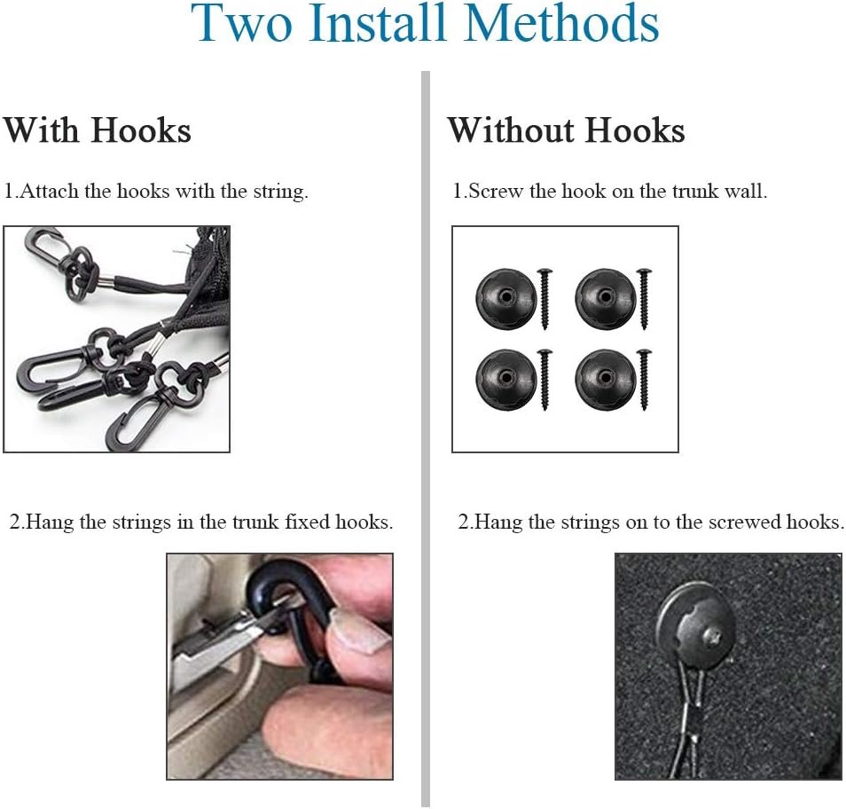 ValueHall Cargo Net 35 x 15 Inch Adjustable Elastic Trunk Net Cargo Trunk Storage Organizer Nylon Mesh Universal Rear Cargo Organizer Cargo Net with Hooks V7075