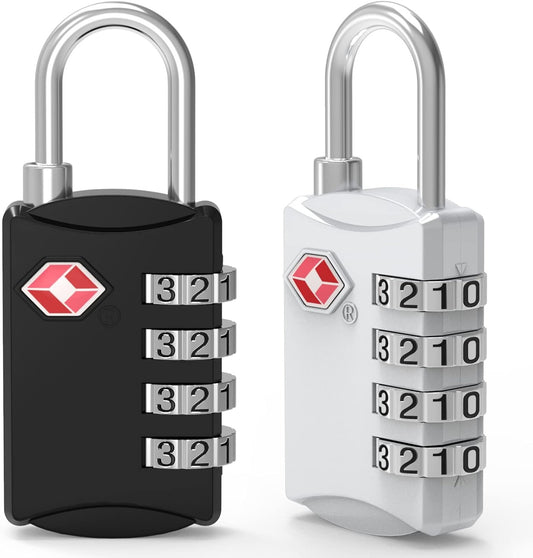 TSA Luggage Locks, Diyife 4-Digit Combination Padlocks, [Updated Version] [2 Packs] Security Suitcase Locks, Code Lock for Travel Suitcase, Luggage, Bag, Case, Backpack etc. (Black&Silver)
