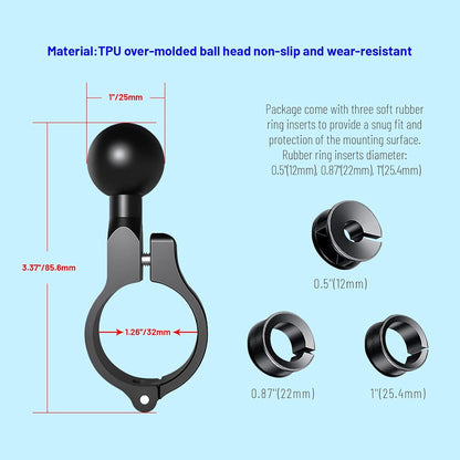 1'' Ball Mount Accessories Compatible with RAM Mounts/Double Socket arms(R3*2), Black2, 1.42*1.1*0.71