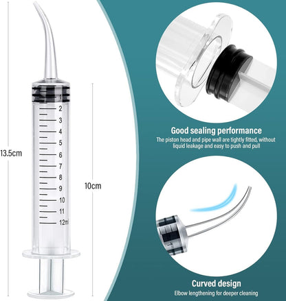 OLCANA 6 Pieces 12ml Plastic Syringe with Sterile Individual Wrap Disposable Curved Tip Syringes for Feeding Pets, Measuring Liquids, Oil Fluid Suction, Watering Industrial Experiments