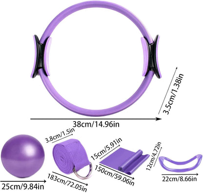 5-Piece Pilate Essential Kit,Home Gym Accessories,Pilates Ring and Ball Set, Yoga Ball,Band Yoga Bands for Stretching for Advanced and Beginners Users