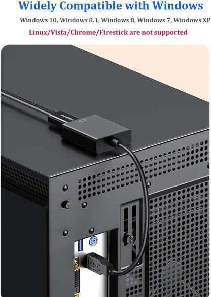 ABLEWE USB 3.0 to HDMI Adapter - USB to HDMI Converter 1080P Full HD Video Audio Adapter for PC Laptop Projector HDTV Compatible with Windows XP 7/8/8.1/10/11 Only-Updates Drivers