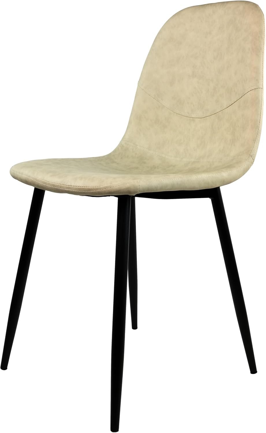Inspirer Studio Dining Table Set for 4 - Tuilp Table with 4 Upholstered Dining Chairs (Matt Cream)