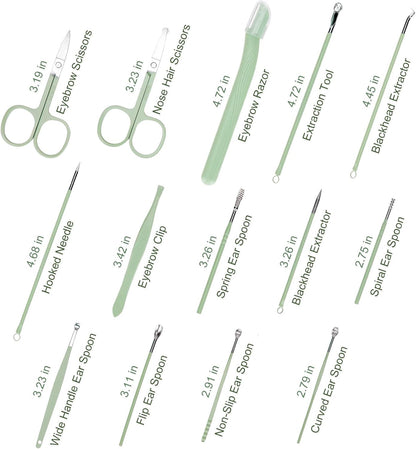 Madenia 35 in 1 Manicure Set: Professional Nail Clipper Tools for Manicure and Pedicure Polishing - Portable Stainless Steel Nail Care Kits for Travel & Home Use(Green)