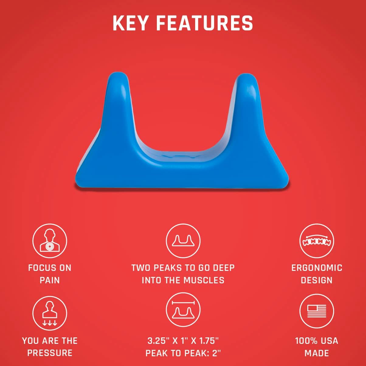 PSO-Mini Muscle Release Tool and Handheld Personal Self Massager - Mini Deep Tissue Massage Tool - Ocean Blue