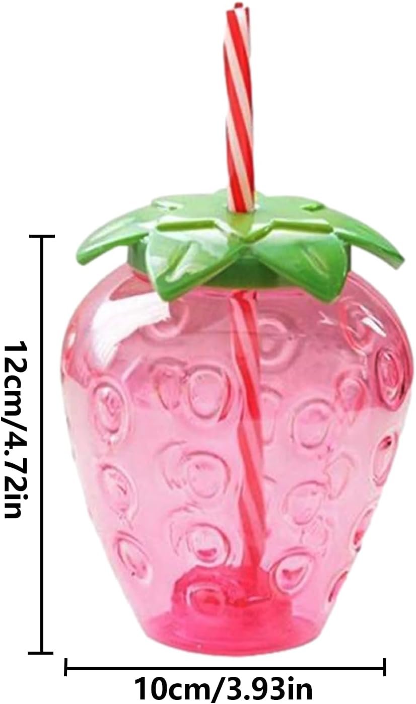 Strawberry Water Bottle | Strawberry Tumbler | Kawai Strawberry Shaped Water Bottle with Straw | Adorable and Fun Drinkware for Tea, Coffee, Juice - Strawberry Party Decoration