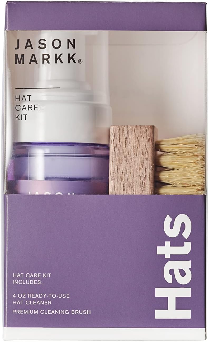 Jason Markk Hat Care Kit, Hat Cleaner, 2-Piece Set, Ready-To-Use Foam & Delicates Brush, Cap Cleaning, Ideal for Headwear, Safe for Cotton, Wool, Felt, Corduroy, Polyester, 4oz