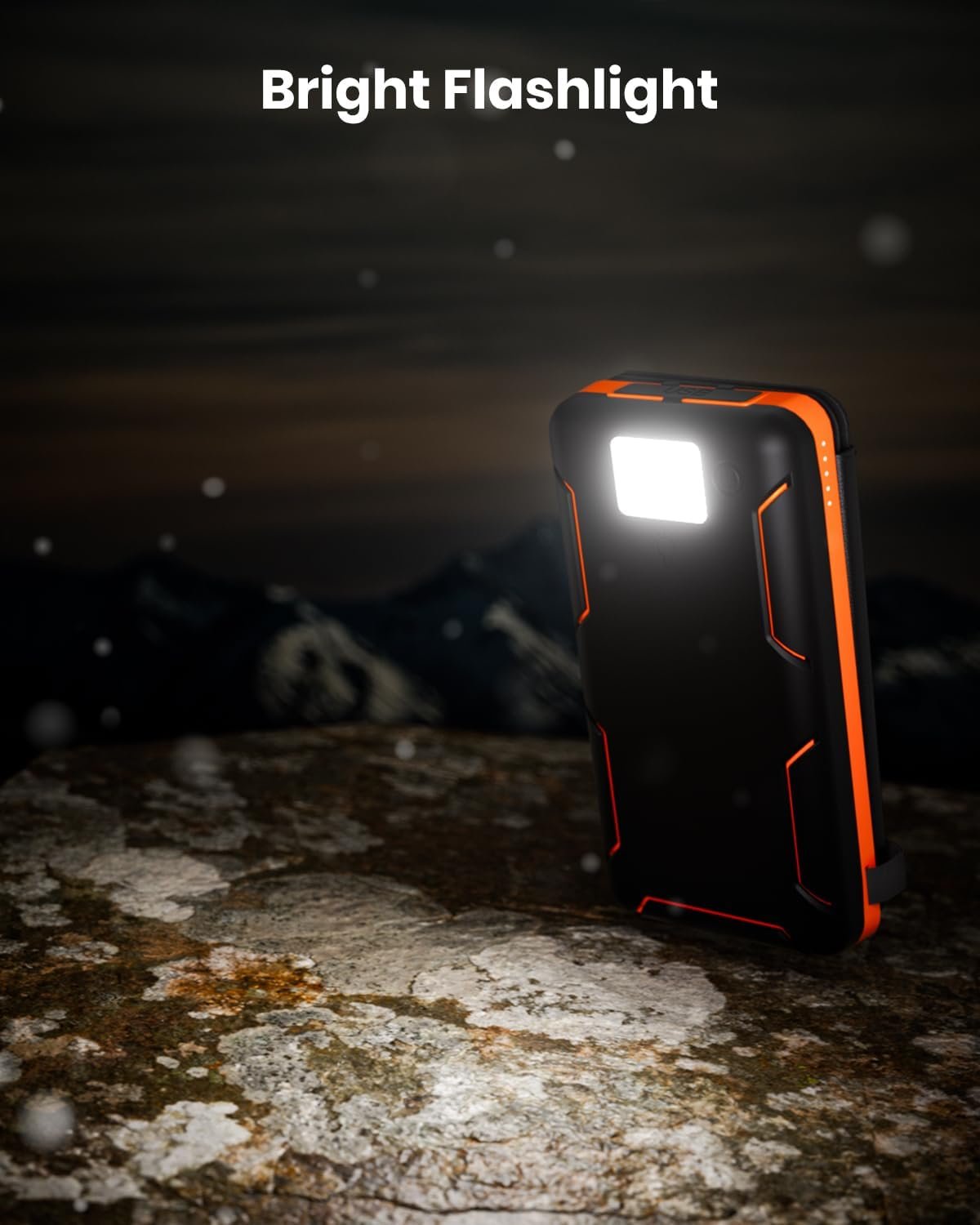 FEELLE Solar Charger Power Bank - 25000mAh Portable Phone Charger 3A Fast Charging External Battery Pack with 4 Solar Panels for Phone Outdoor Camping Orange