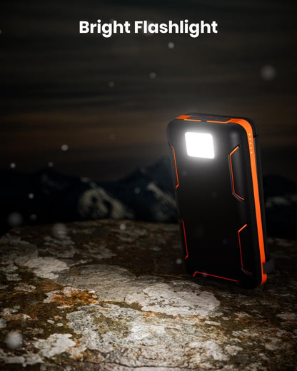 FEELLE Solar Charger Power Bank - 25000mAh Portable Phone Charger 3A Fast Charging External Battery Pack with 4 Solar Panels for Phone Outdoor Camping Orange