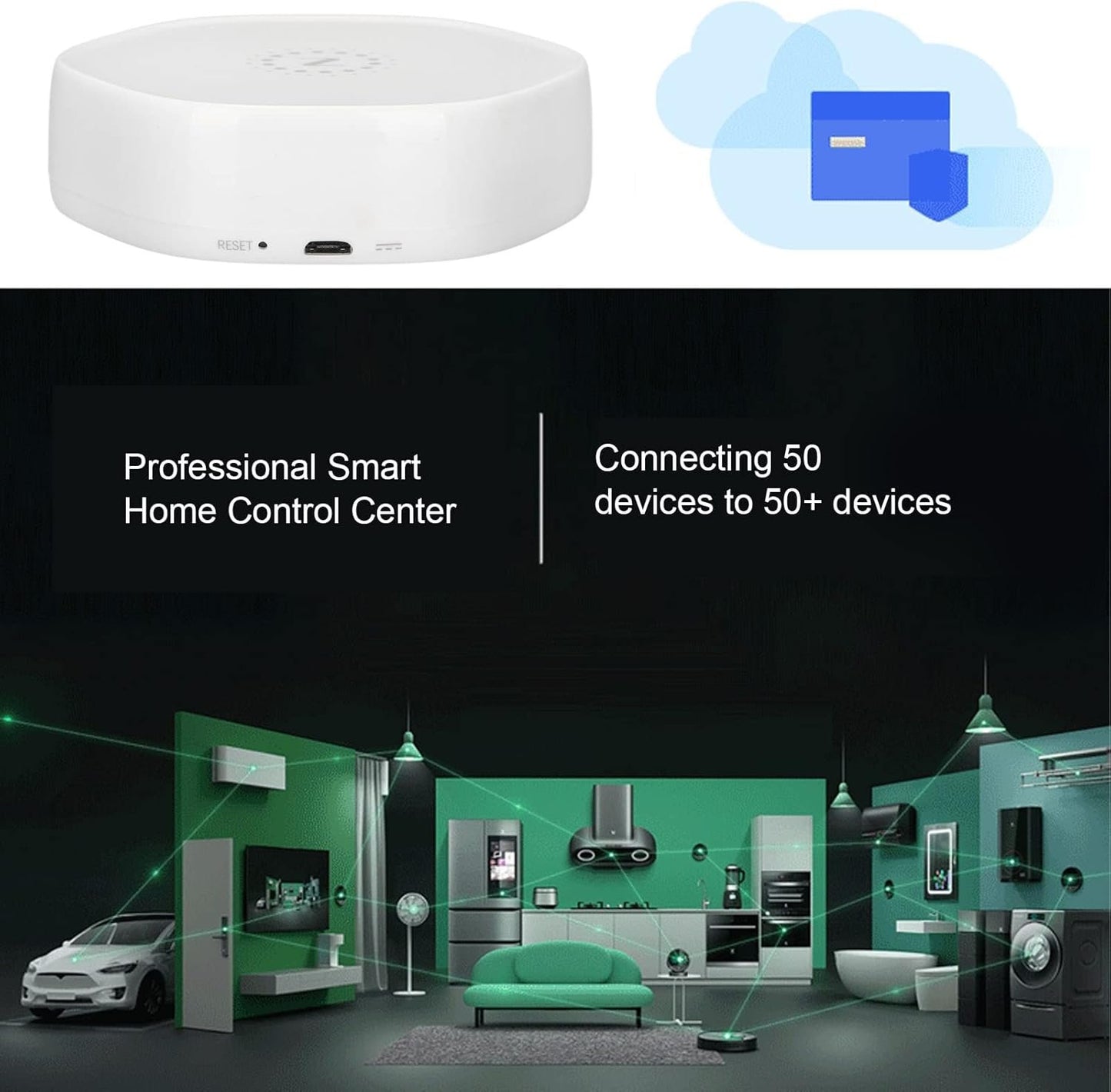 YZG12 Wireless Smart Gateway APP Remote Control Intelligent Gateway Hub for Tuya ZigBee 3.0 Home Automation System White ABS Compact Design