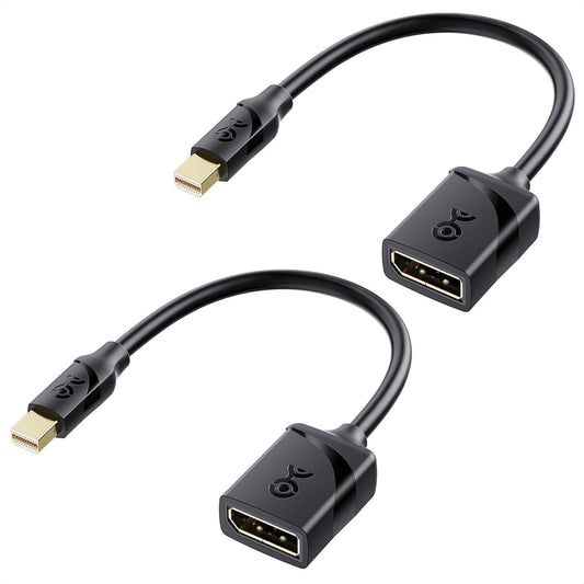 Cable Matters 2-Pack Mini DisplayPort to DisplayPort Adapter (Mini DP to DP) in Black - 8K@60Hz, 4K@120Hz Resolution Ready - Thunderbolt and Thunderbolt 2 Port Compatible