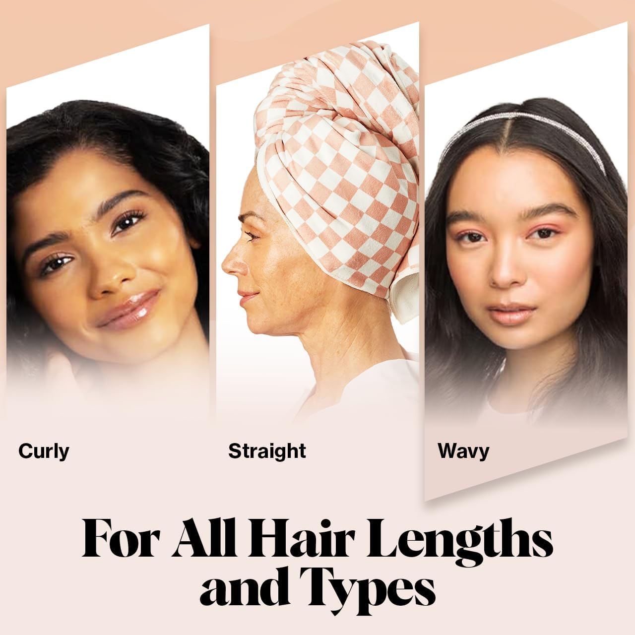 Kitsch XL Microfiber Hair Towel Wrap for Women - Microfiber Towel, Super Absorbent, Quick Dry, Anti-Frizz - for Long & Short Hairs, Turbans for Women - Terracotta Checker