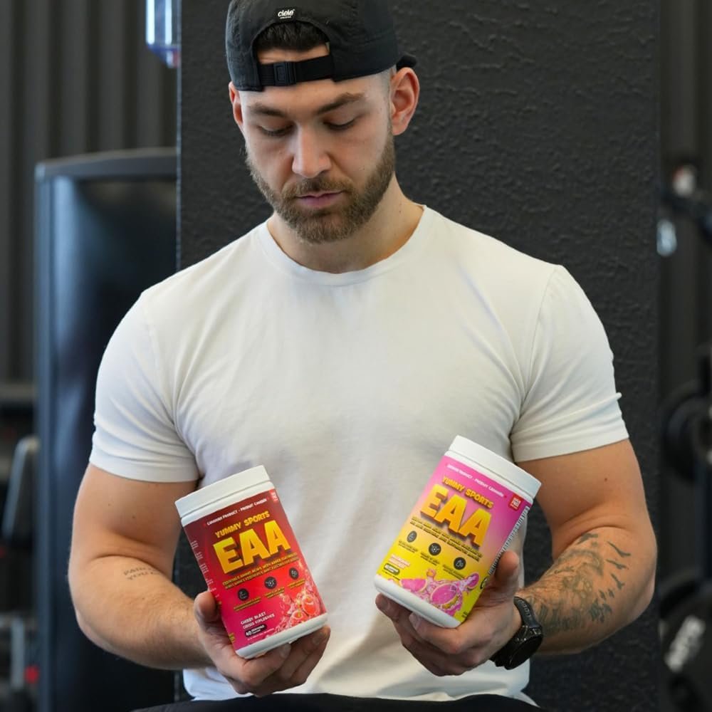 Yummy Sports EAA Supplement Powder – Pre Workout Powder - Keto-Friendly, Gluten-Free, Sports Nutrition Pre-Workout Powder for Men & Woman - 360g, 40 Servings - Pink Lemonade