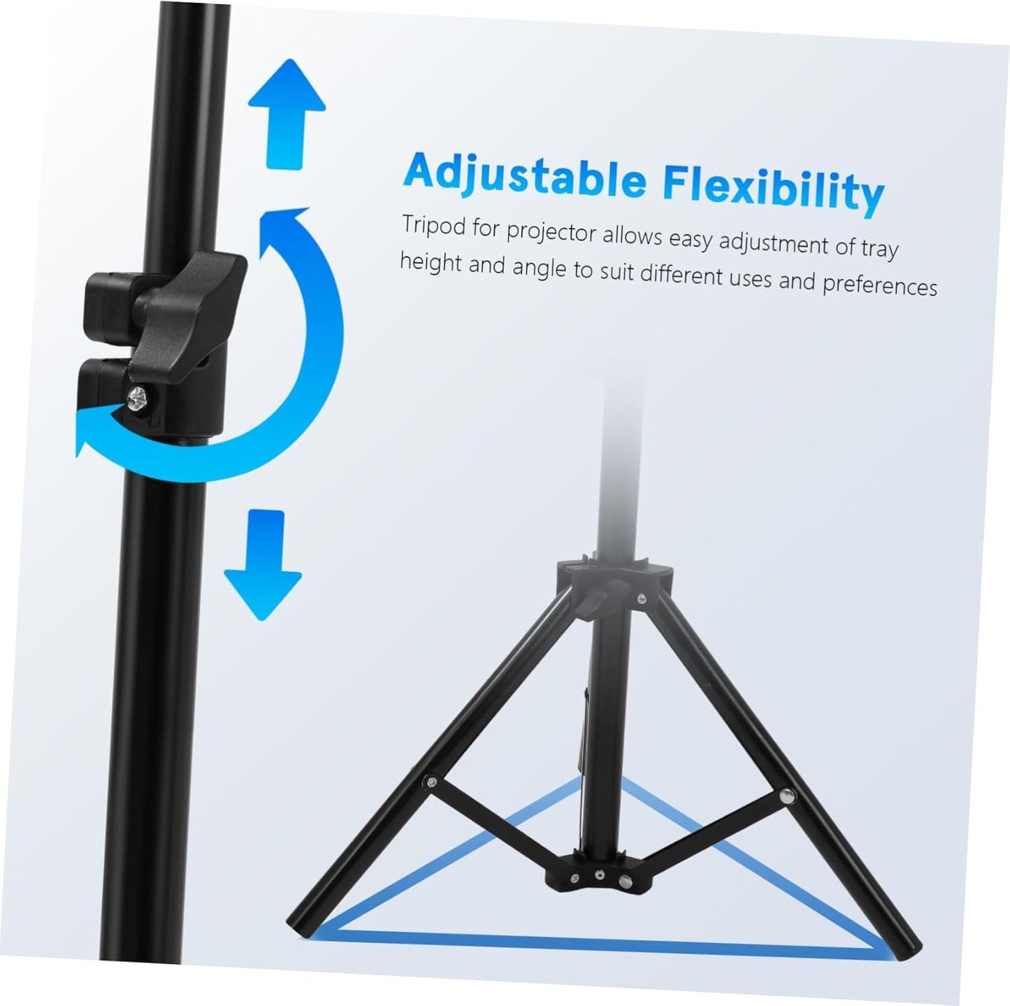 TOGEVAL Projector Stand Tray with Adjustable Height Heavy Duty Tripod Flat Base for Home Cinema Office and School Construction for Stability and Durability
