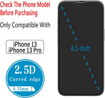 [2 Pack] HPTech Screen Protector for iPhone 13/13 Pro 6.1-Inch Tempered Glass, Anti-Scratch, Bubble Free