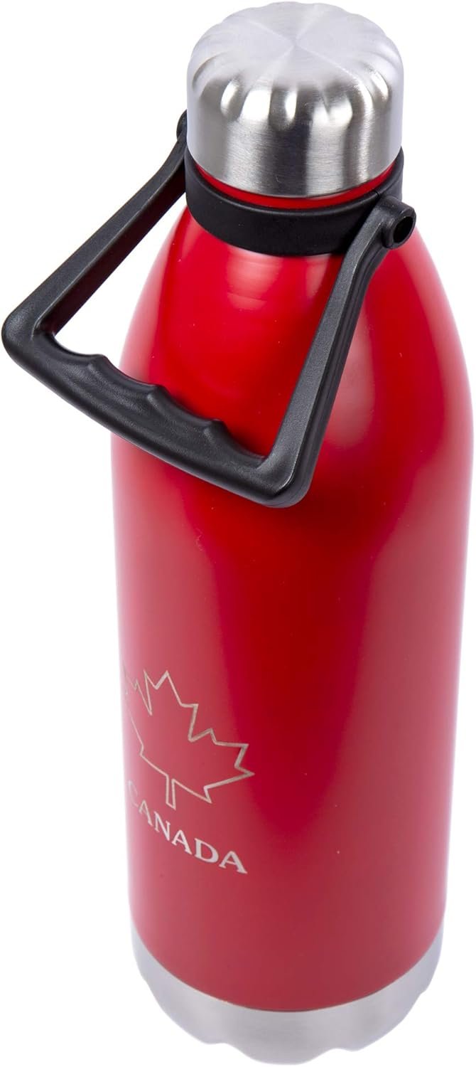 PURE Insulated Water Bottle, 1.5 L, Red - Large Canada Stainless Steel Metal Vacuum Thermal Leak Proof Water Bottles with Handle for Sports, Travel, Home and Office