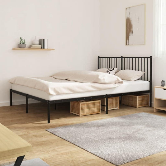 TALCUS Set di mobili - Struttura letto in metallo con testiera, 160 x 200 cm, colore: Nero