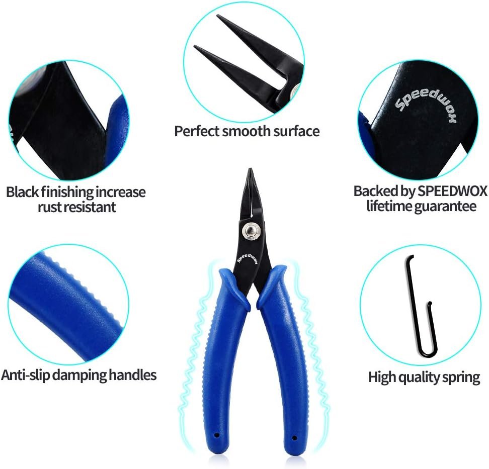 SPEEDWOX Round Nose Pliers with smooth jaws 5.5 Inch Jewelry Pliers for Jewelry Making Bending and Looping wires Craft DIY Hobby Tools