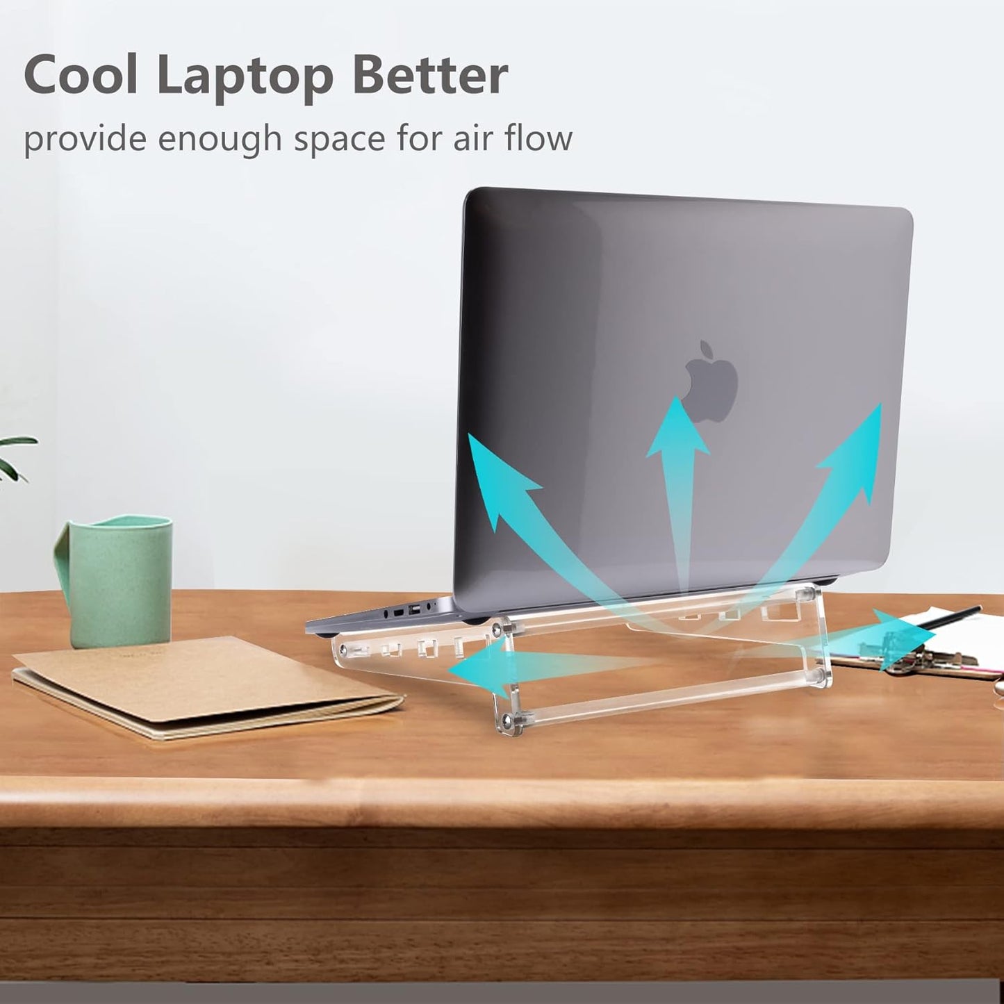 QUPIVA Acrylic Laptop Stand for Desk, Clear Ventilated Computer Stand Holder for Desk, Ergonomic Acrylic Sturdy Laptop Riser Compatible with MacBook Air Pro Dell Lenovo Thinkpad ASUS 9-16 Inch