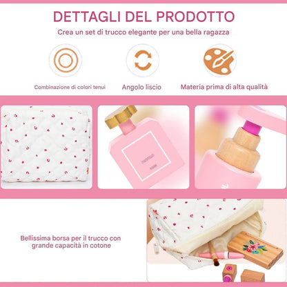 Wood Beauty Hair Salon & Makeup, Pretend Play Dress-Up Kit, Safe Educational Makeup and Hair Toy Set for Boys and Girls, Child-Friendly Design, Crafted from Smooth, Harmless Materials