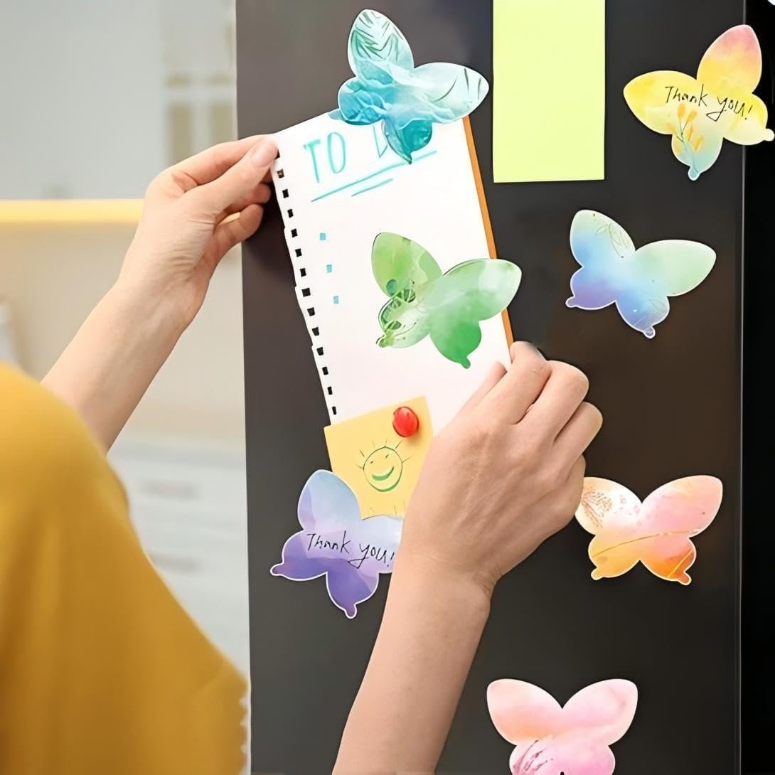 Butterfly Shaped Sticky Note, Post Self Stick Notes Pads, Writing Notes Post Memo Pads for Teacher Staff, Office Meeting Home Plan Reminder Stationery Supplies(12Pcs)