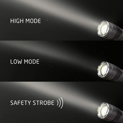 EVEREADY LED Tactical Flashlight, IPX4 Water Resistant EDC Flashlight, Rugged and Bright for Outdoor Activity, Zoomable, 3 Light Modes